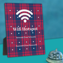 Placa Tartan - Patriótico - Estrelas Brancas Azuis Verme