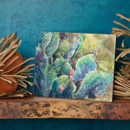 Placa Texas Prickly Cactus - Impressão de Aquarela