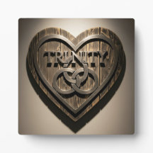 TRINITY Heart — Rustic Wooden Symbol Plaque