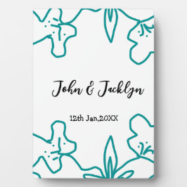 Placa Turquoise blue wedding couple name date flstylish 