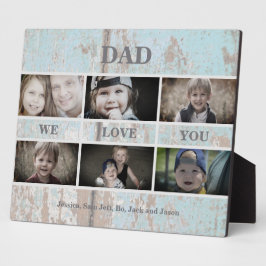 Placa Turquoise Wood Pai Nós te amamos Fotografia Collag