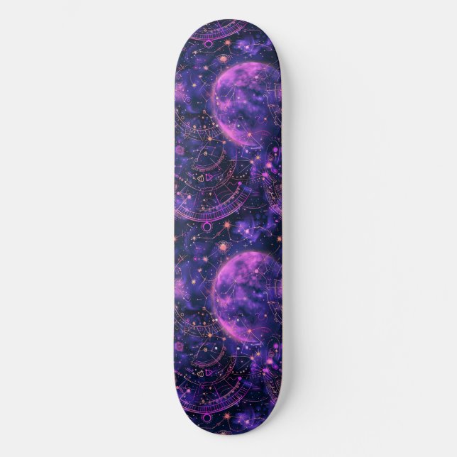 Placa única de skate de Design de astrologia roxa (Frente)
