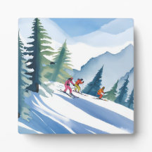 Vamos esquiar | Pintura de Aquarela Invernal