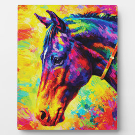 Placa Vibrant Impasto Horse Portrait Colorful Wild