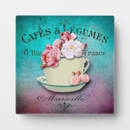 Placa Vintage French Shabby Floral Café Sinal