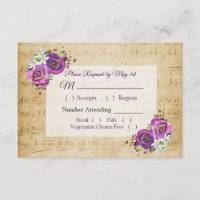 Placa Vintage Music Purple Rosa Weding RSVP