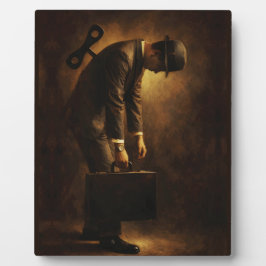 Placa Wind-Up Office Man Surreal Routine Grind Oil Paint