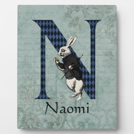 Placa Wonderland White Rabbit - Letra N