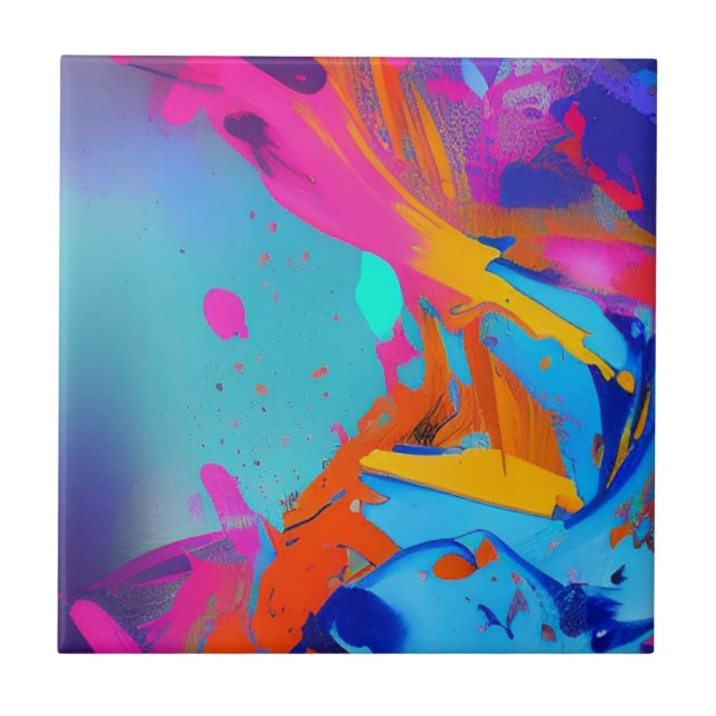 Placas abstrato de cor azul de fuchsia laranja (Frente)