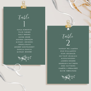Placas Chic Deep Green Seating Card com nomes de c