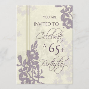 Placas com Convite de aniversário Floral 65th Rox