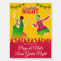 Placas de boas-vindas de casamento Gujarati Dandiy