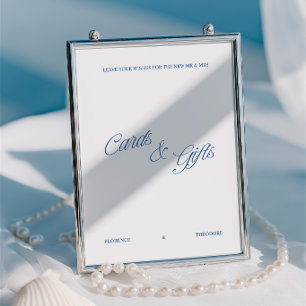 Placas de Cartões e Presentes de Casamento em Azul