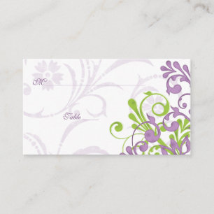 Placas de Casamento Floral Verde Roxo ou Cartões d