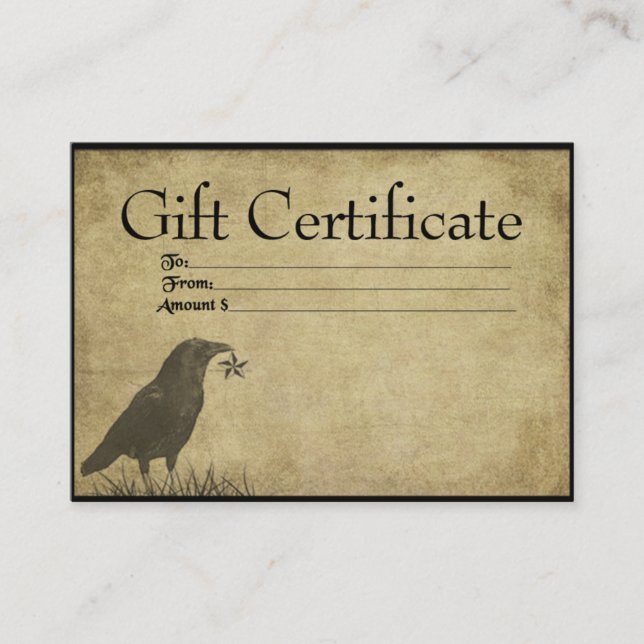 Placas de Certificado de Presente para Corvo e Est (Frente)