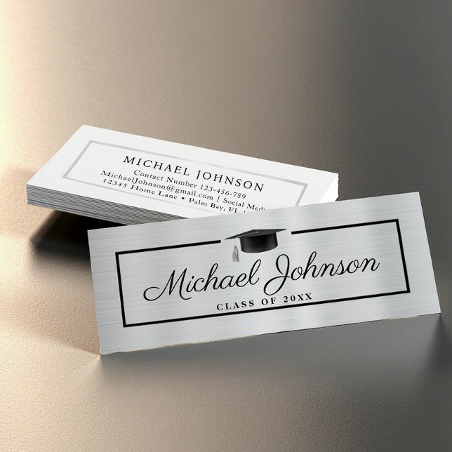 Placas de Contato Elegantes para Rede de Formando  (Graduate Contact and Networking Calling Card)