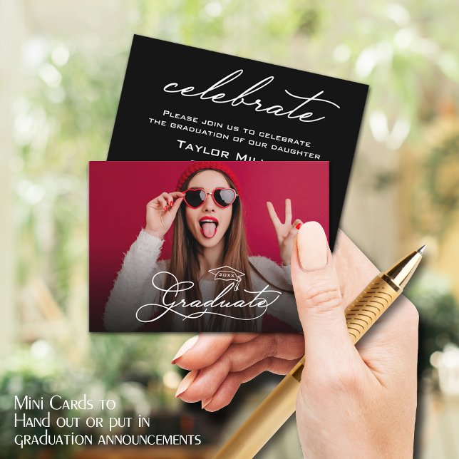 Placas de Convite de festas para Formando SMALL fo (SMALL business card size photo graduate invitation cards, great to hand out or put in announcements)