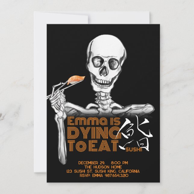 Placas de convite de festas SUSHI (Frente)