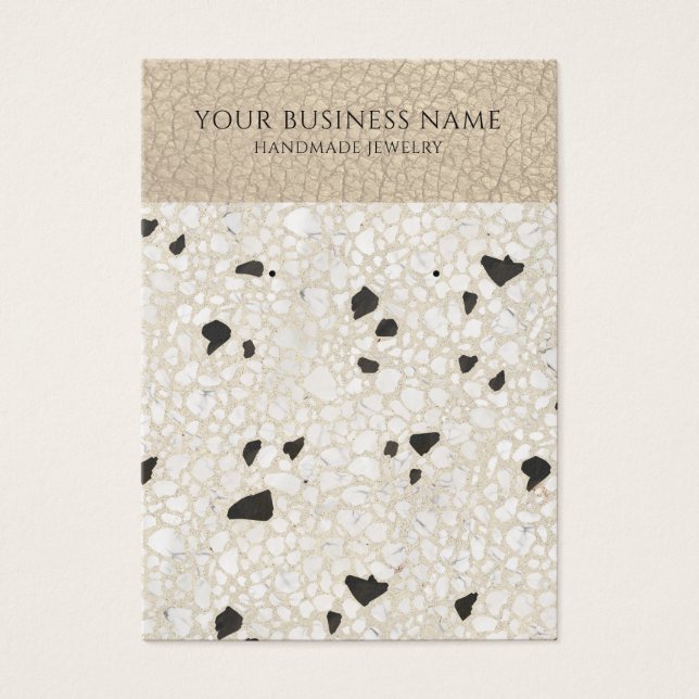 Placas de exibição Beige Terrazzo Leather Earring (Frente)