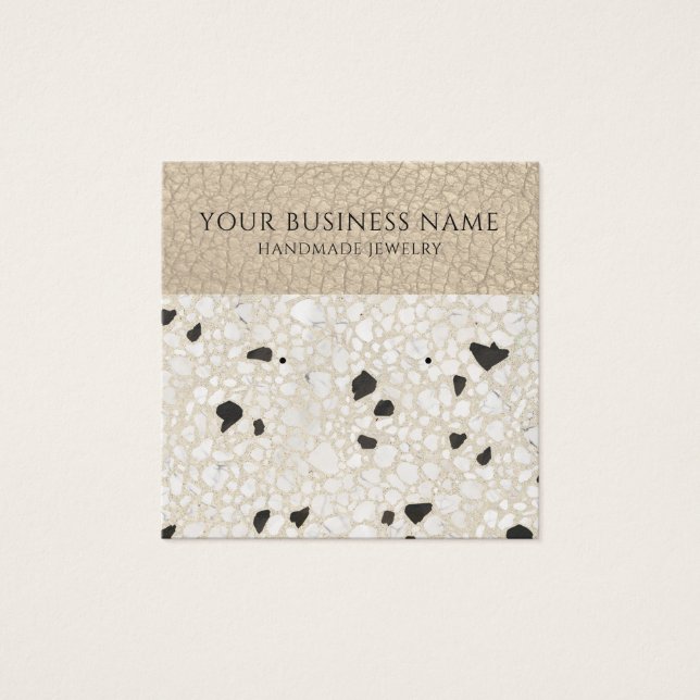 Placas de exibição Beige Terrazzo Leather Earring (Frente)