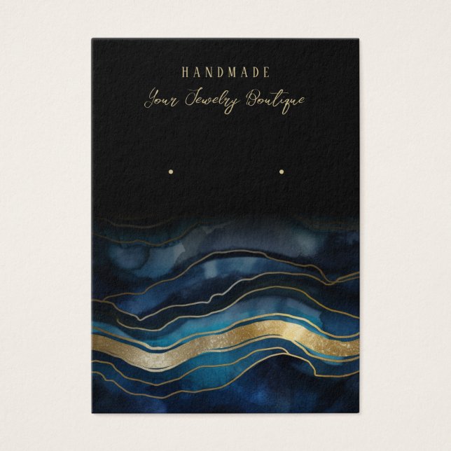 Placas de exibição de joias azuis de agata Dourada (Frente)