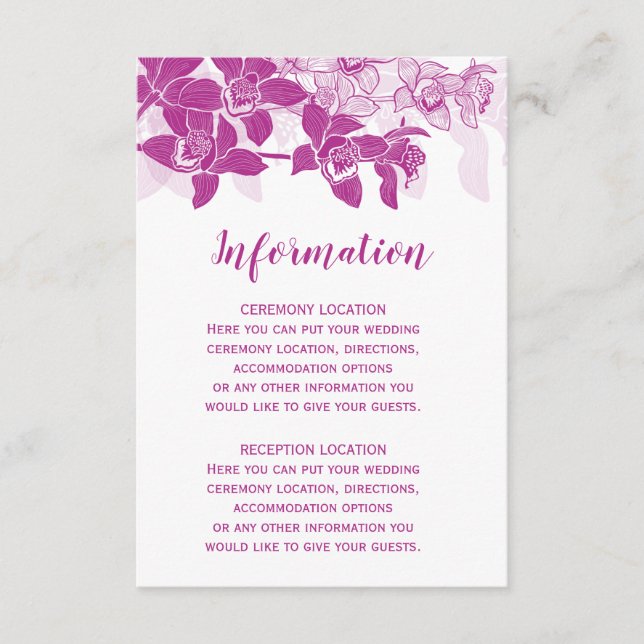 Placas De Informação De Casamento Para Magenta Ele (Frente)