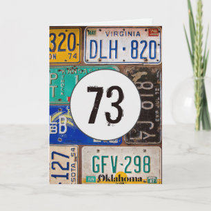 Placas de Licença Vintage para o 73º Cartão de 