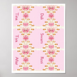 Placas de lugar rosa modelo poster