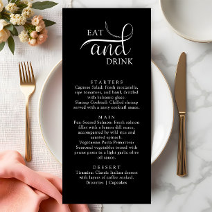 Placas de menu de casamento Elegante Script Comer