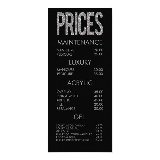 Placas de menu de salão com tipografia moderna com (Frente)