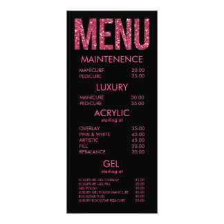 Placas de menu de salão para tipografia brilhante 