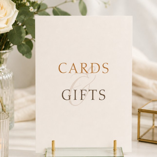 Placas de Mesa de Presentes de Noiva em Marrom Cac (Minimal Cocoa Brown Cards Gifts Wedding Table Sign)