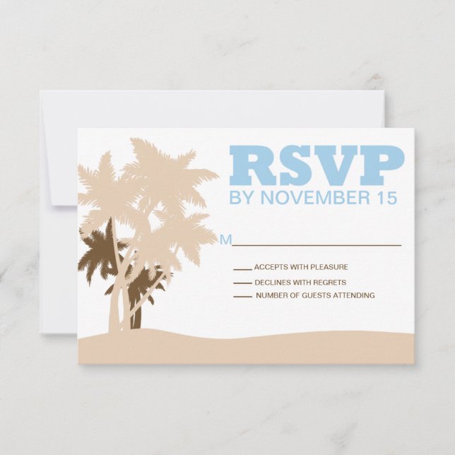Placas de Modelo RSVP de Palm Trees de Casamento d (Frente)