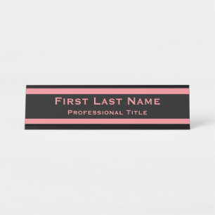 Placas de Nome de Mesa Modernas Placa Rosa Profiss