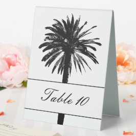 Placas de número da mesa de casamento da palmeira