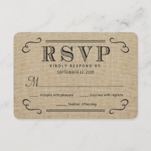 Placas de resposta de casamentos de burlap rustica