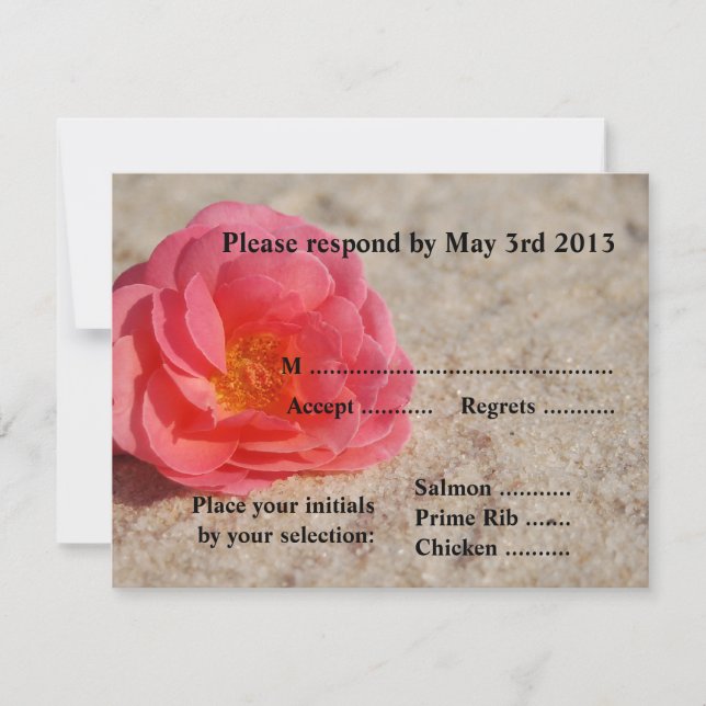 Placas de resposta para casamentos de praia - Rosa (Frente)