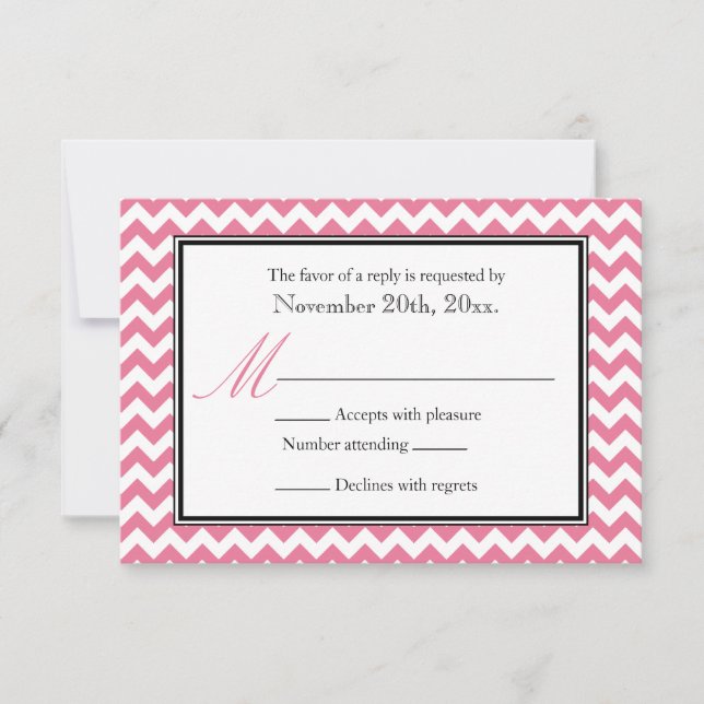 Placas de resposta RSVP Cor-de-rosa e branco (Frente)