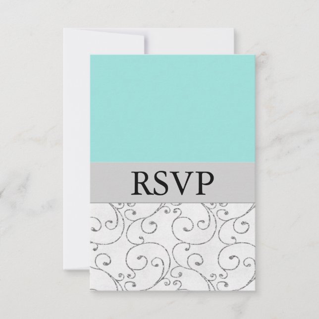 Placas de resposta RSVP de Casamento Azul Silver (Frente)