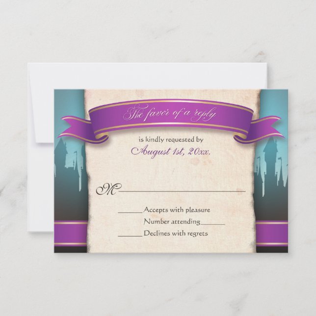 Placas de resposta RSVP de casamento de fairytale (Frente)