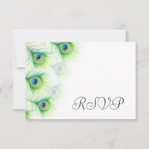 Placas de resposta RSVP de casamento de penas de p