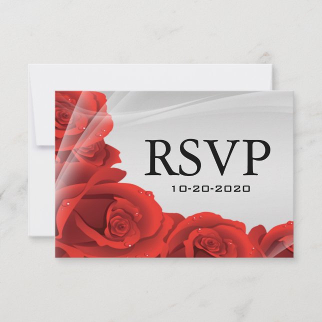Placas de resposta RSVP de casamento de prata e Ro (Frente)