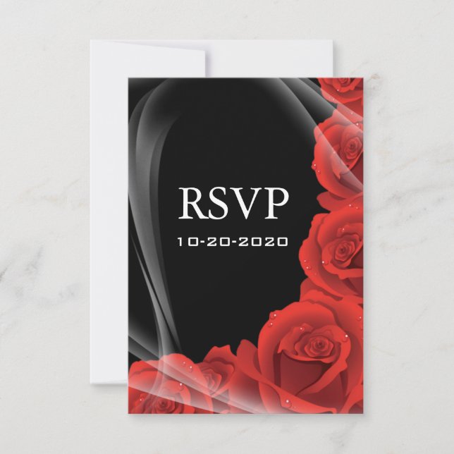 Placas de resposta RSVP de Casamento de Rosa verme (Frente)