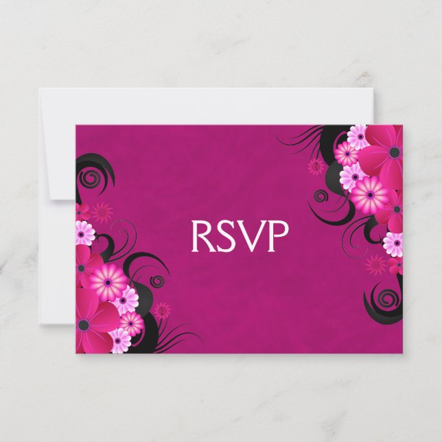 Placas de resposta RSVP de Casamento Floral Dark F (Frente)