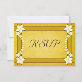 Placas de resposta RSVP de Casamento Floral Dourad
