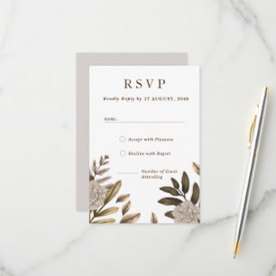 Placas de resposta RSVP de Casamento Floral Rustic