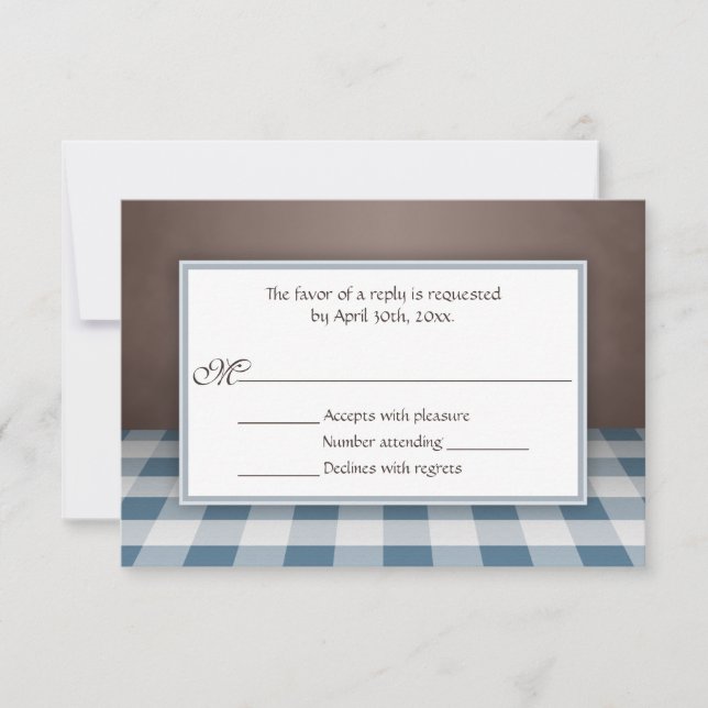 Placas de resposta RSVP de Gingham Brown (Frente)