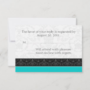 Placas de resposta RSVP de Turquesa e Casamento te