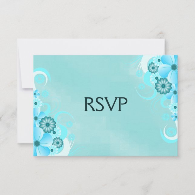 Placas de resposta RSVP Elegante Floral Azul Escur (Frente)