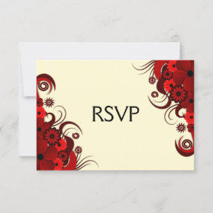Placas de resposta RSVP Elegante Floral Vermelha e